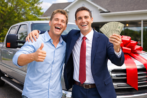 Neighbours celebrating a new truck for the farm in Thomas Flat