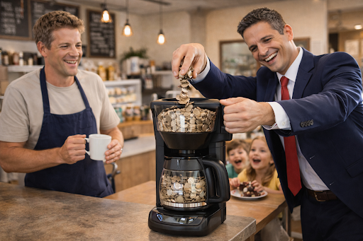 Dean Kelly at Heathcliff's cafe in Thomas Flat